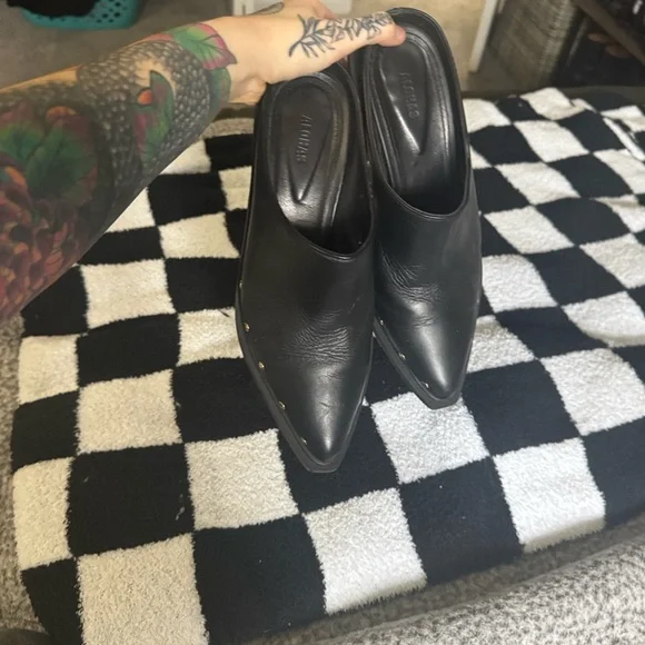 ALOHAS Black Mules with Gold Studs - Picture 5 of 6